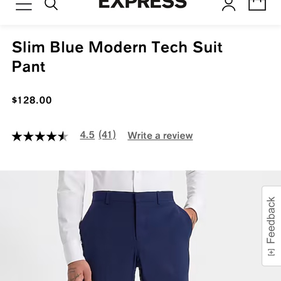 Express - Slim Blue Modern Tech Suit - 38S Jacket, 30x30 Pants - Picture 10 of 11